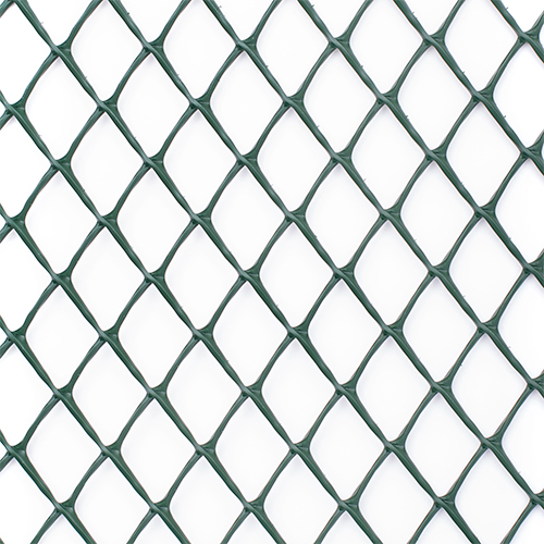 Extreme close-up of Tenax Yard Protection HDPE mesh showing the rhomboidal structure and aperture detail