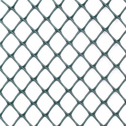 Extreme close-up of Tenax Turf Reinforcement HDPE mesh showing the rhomboidal aperture pattern and structure